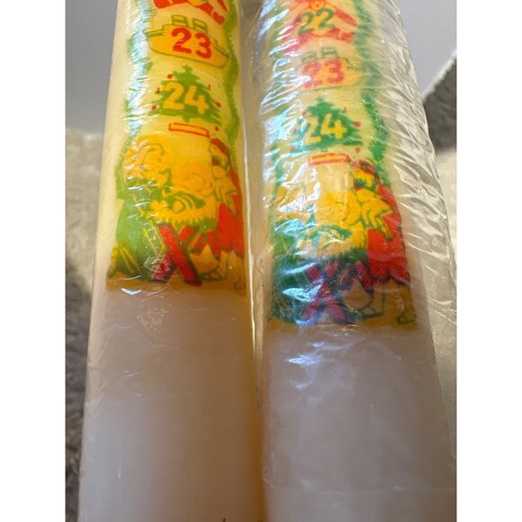 Advent Calendar Taper Candles Festive Holiday & Numbers 14.5" Set Of 2 Vintage - Picture 2 of 7